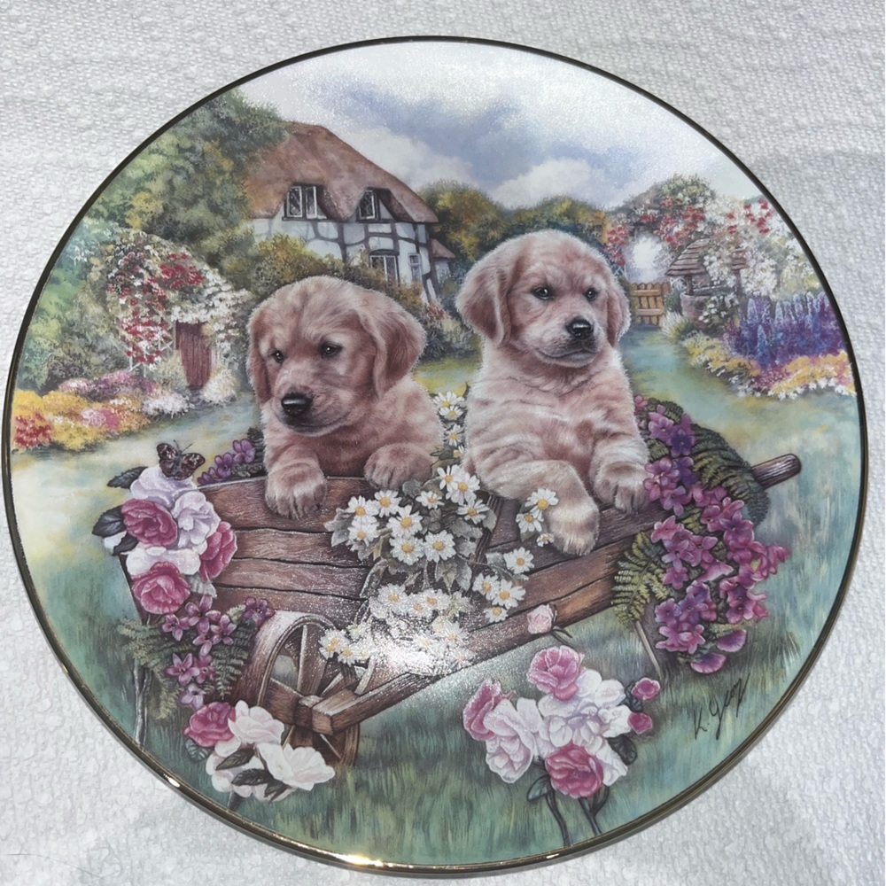 Little Gardeners” Cottage Puppies Collector Plate – Karen George